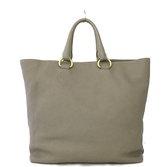 Prada Shoulder Bag Logo Plate Beige Leather 2way - Picture 4 of 7